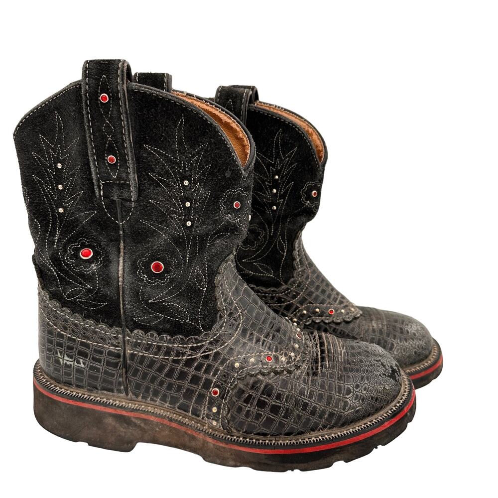 Ariat Black Fatbaby Gembaby Women's Leather Round Toe Cowboy Boots Size 7